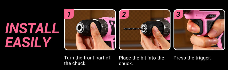 Power Drill Cordless: DEKO Pink Cordless Drill 20V Electric Power Drill Set Tool for Women