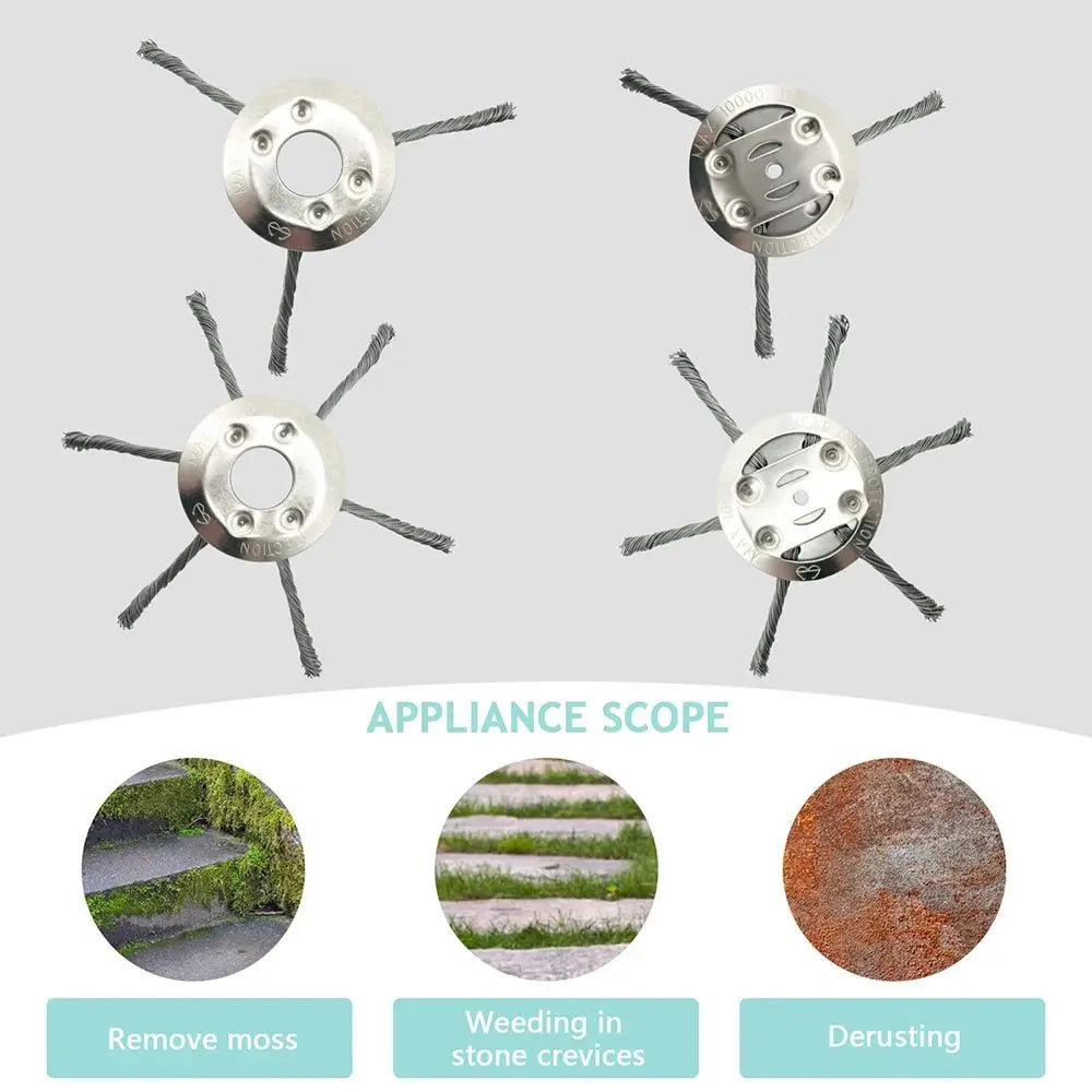 1Pcs 6 inch Universal Weed Brush Head Steel Wire Wheel Grass Trimmer Head Removal Moss Rust Lawn Mower Grass Brush Disc Weed