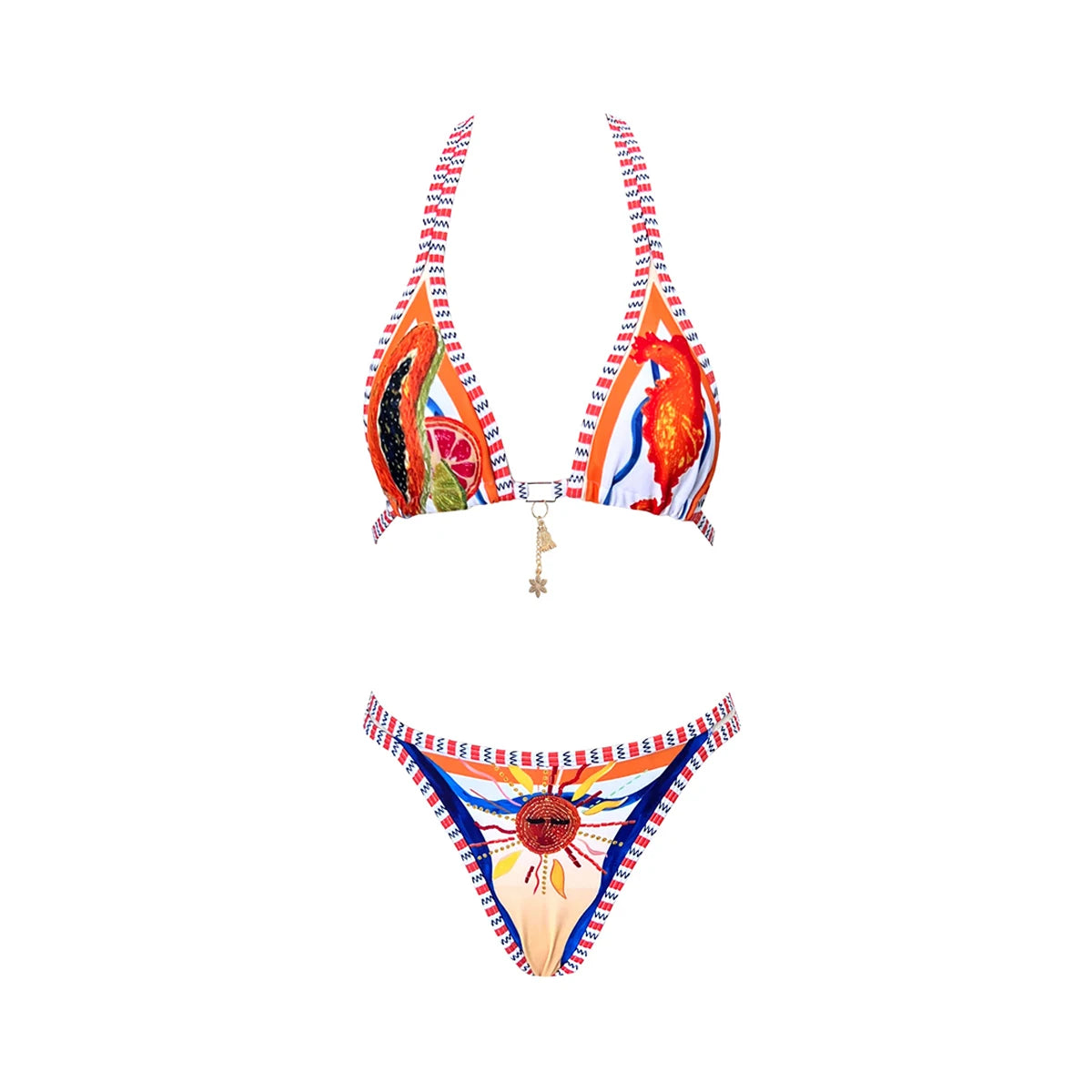 2025 New High Quality Elegant One Piece Swimsuit And Skirt Print Deep-V Lace-up Women Bikini Set Swimwear Party Bathing Suit