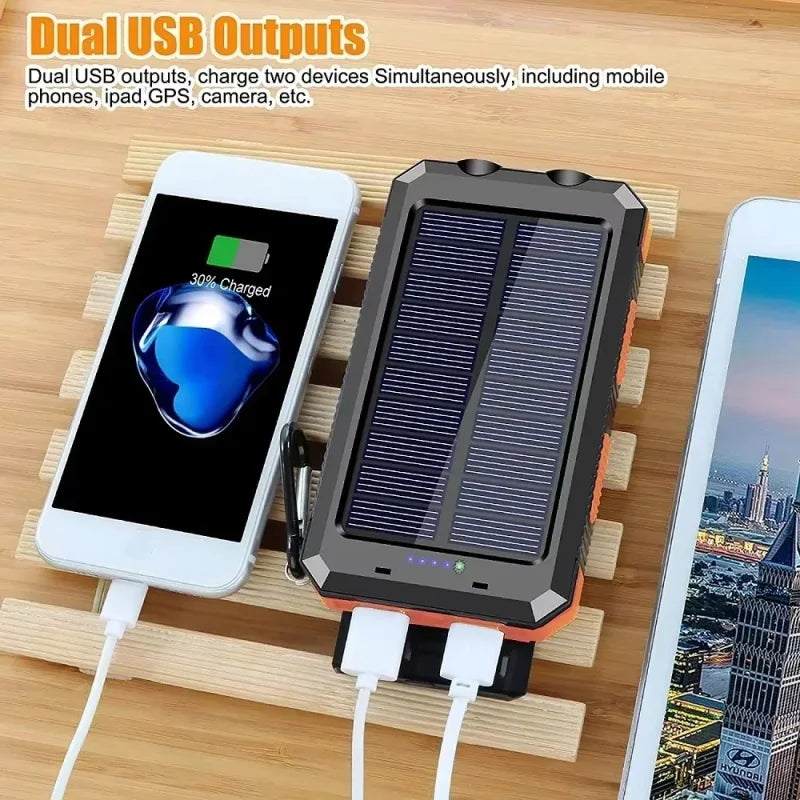 200000mAh Waterproof Outdoor Solar Power Bank Dual USB Travel Outdoor Solar Mobile Phone Charger Solar Powerbanks For Camping