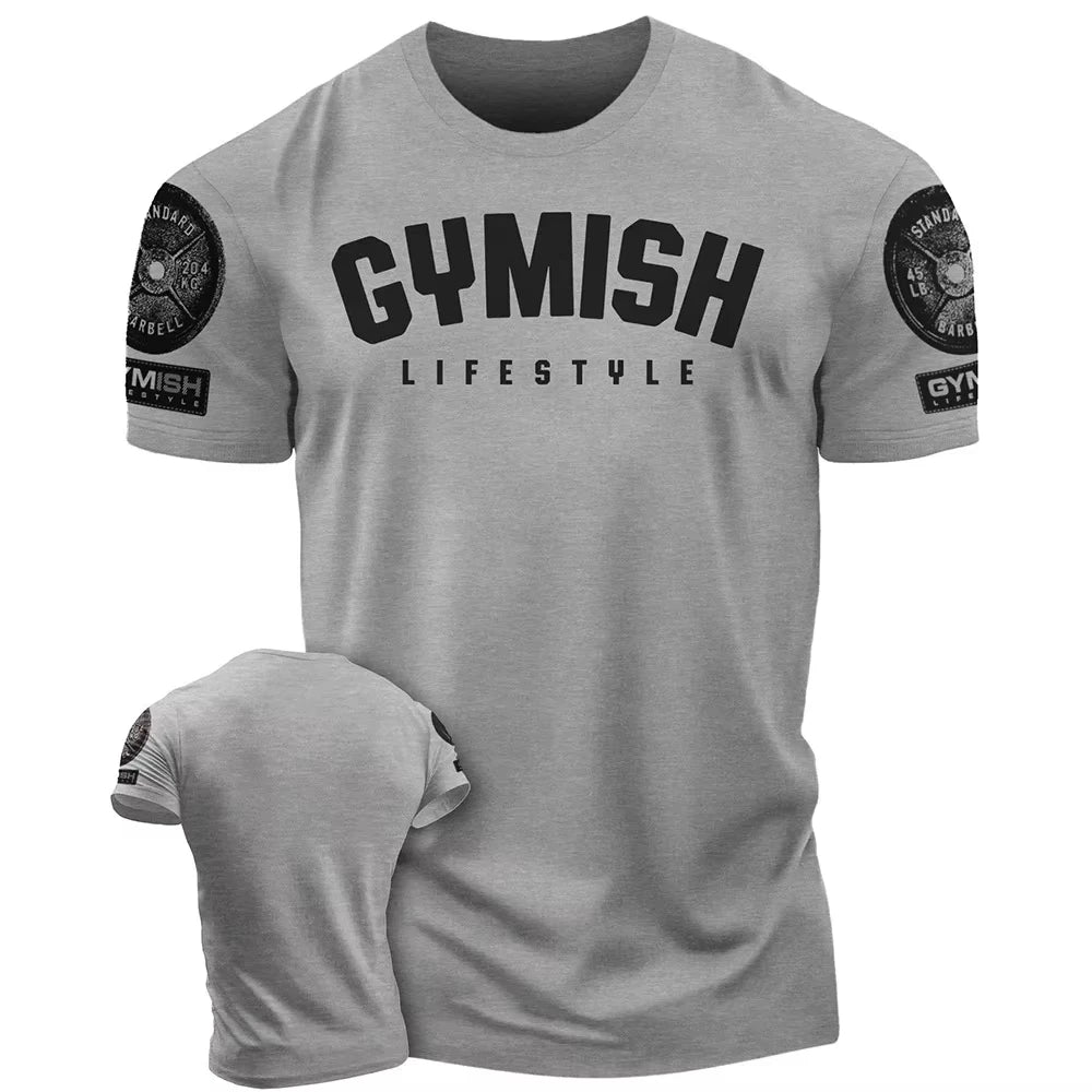 Men's Printed Summer T-shirt Comfortable plus size crew neck Fitness short sleeve top Men's crew neck casual sports T-shirt
