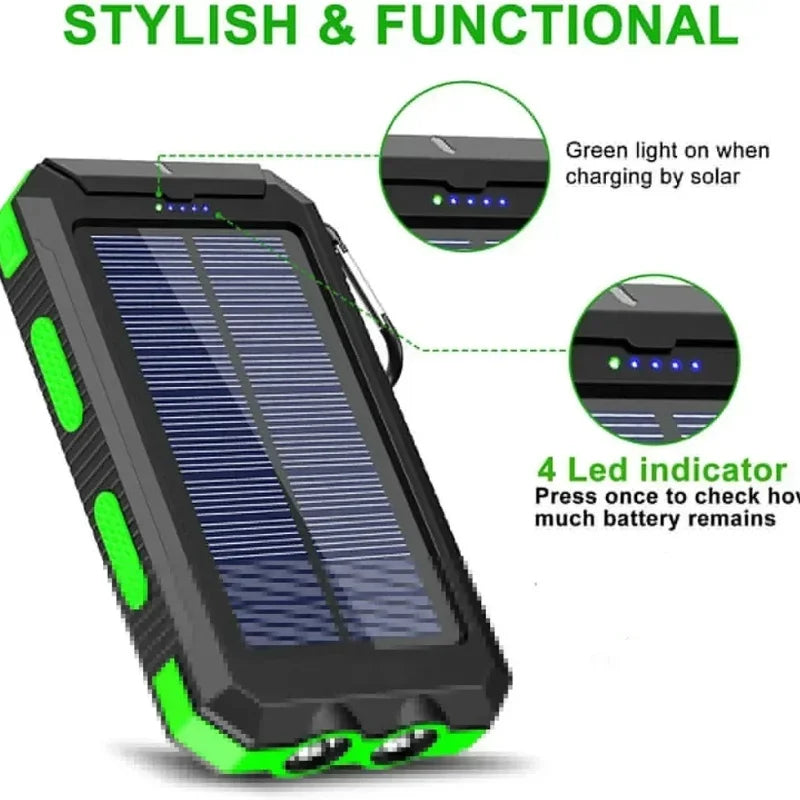 200000mAh Waterproof Outdoor Solar Power Bank Dual USB Travel Outdoor Solar Mobile Phone Charger Solar Powerbanks For Camping