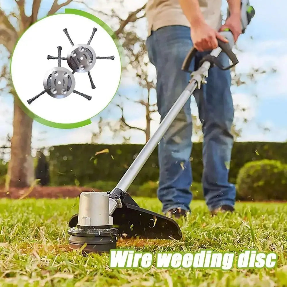 1Pcs 6 inch Universal Weed Brush Head Steel Wire Wheel Grass Trimmer Head Removal Moss Rust Lawn Mower Grass Brush Disc Weed
