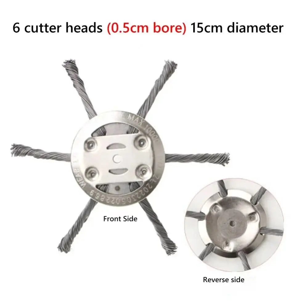 1Pcs 6 inch Universal Weed Brush Head Steel Wire Wheel Grass Trimmer Head Removal Moss Rust Lawn Mower Grass Brush Disc Weed