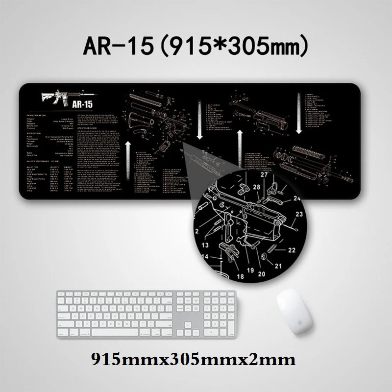 Gun Cleaning Mat Mouse Pad with Parts Diagram and Instructions Armorers Bench Mat Repair Build Tool for AR15 AK47 GL 1911