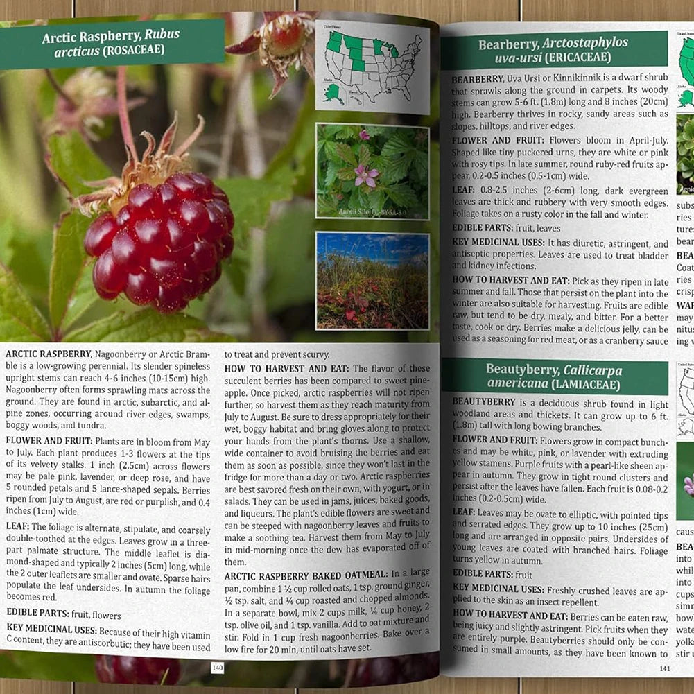 1-2PCS The Foragers Guide to Wild Foods Herbal Remedies Identify Wild Food Outdoor Survival Skills Color Inner Pages Books