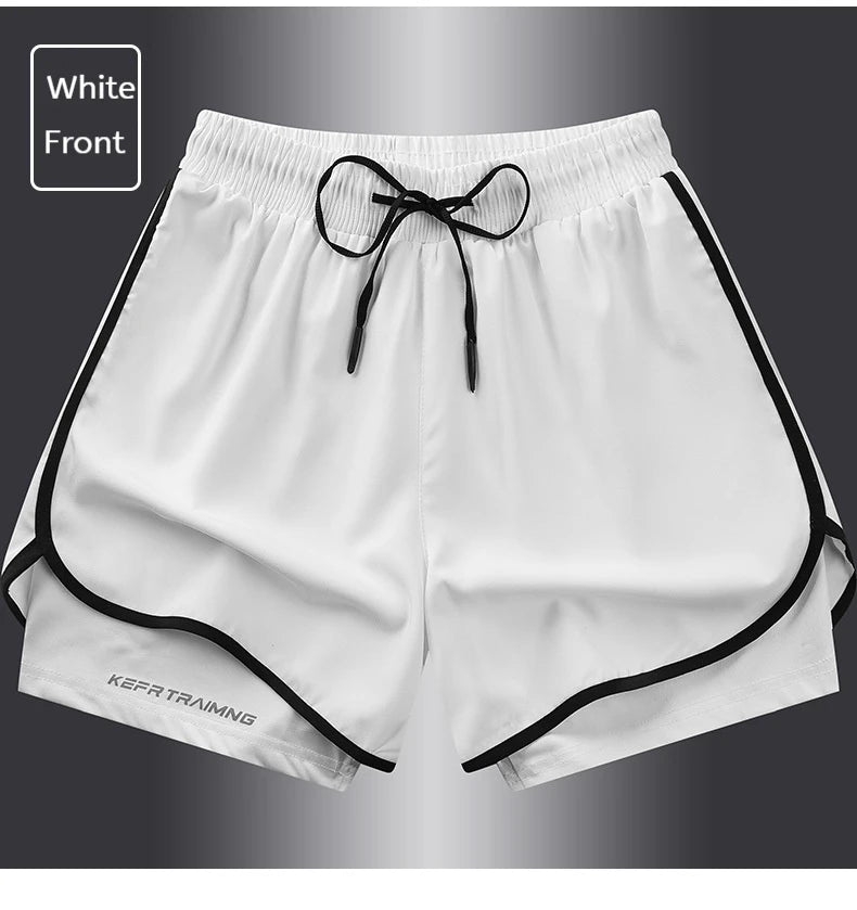 Men's Summer Hot-selling Anti-exposure Double-layer Sports Casual Shorts Running Fitness Three-quarter Pants