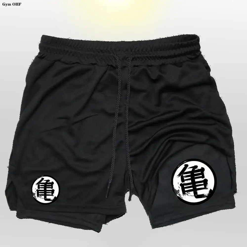 Goku Men Running Shorts 2 In 1 Double-Deck Sport Shorts Sportswear Gym Fitness Short Pant Training Jogging Bottom Men's Clothing