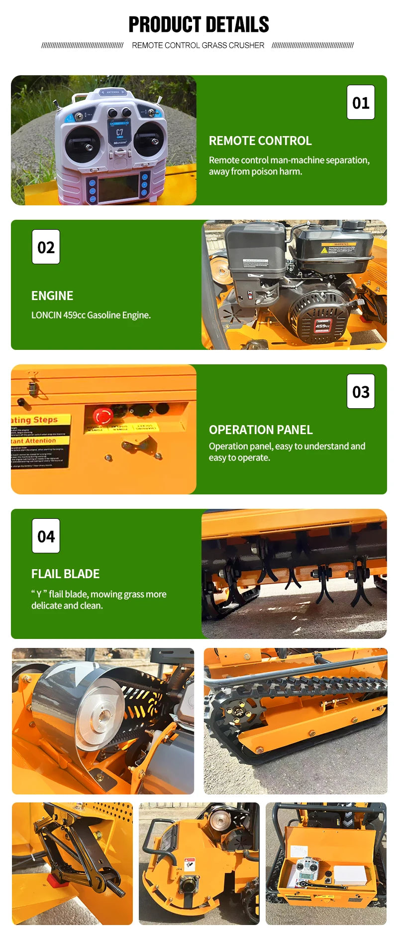 Customiaed Crawler Remote Control Flail Mower Garden Use Grass Cutting Machine Robotic Lawn Mowers for Sale