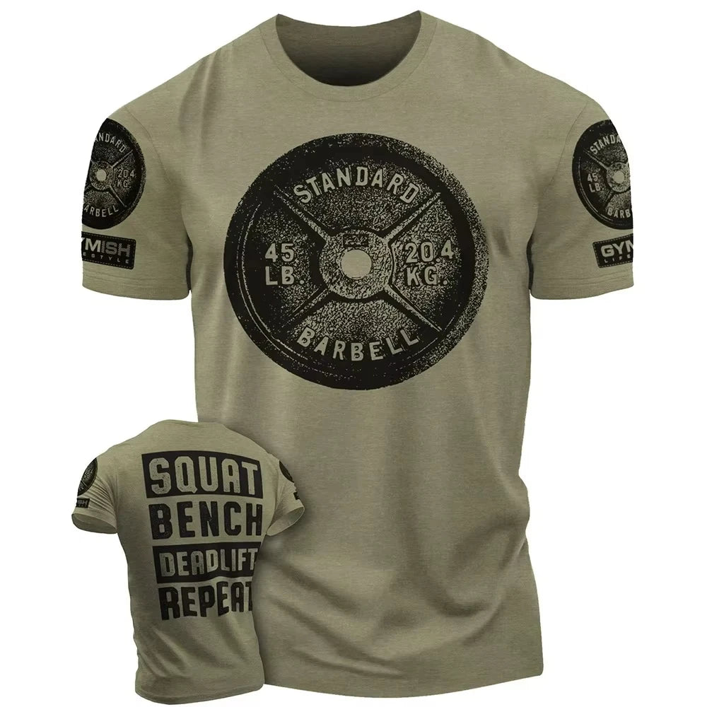 Men's Printed Summer T-shirt Comfortable plus size crew neck Fitness short sleeve top Men's crew neck casual sports T-shirt