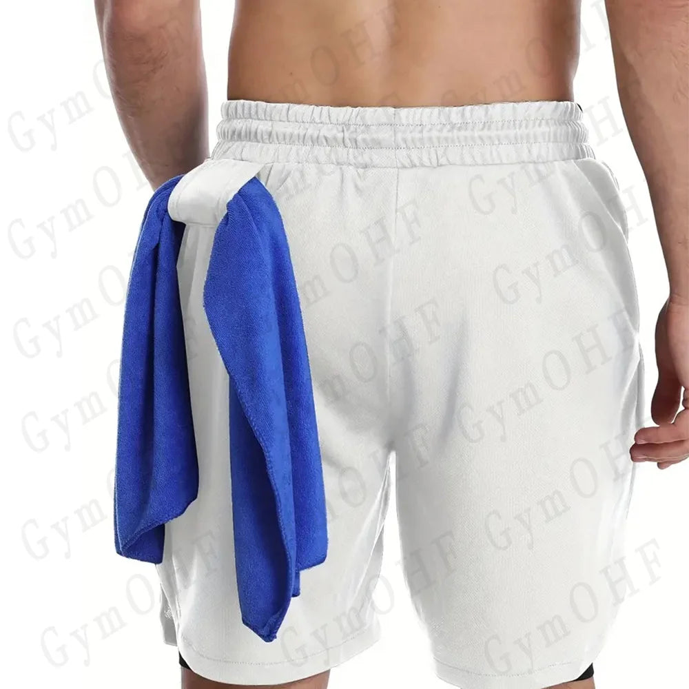 Goku Men Running Shorts 2 In 1 Double-Deck Sport Shorts Sportswear Gym Fitness Short Pant Training Jogging Bottom Men's Clothing
