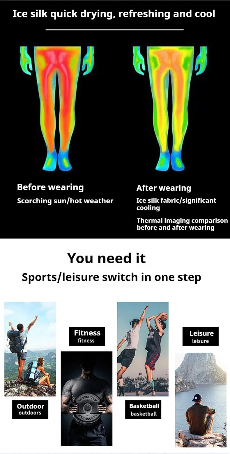 Men's Summer Hot-selling Anti-exposure Double-layer Sports Casual Shorts Running Fitness Three-quarter Pants