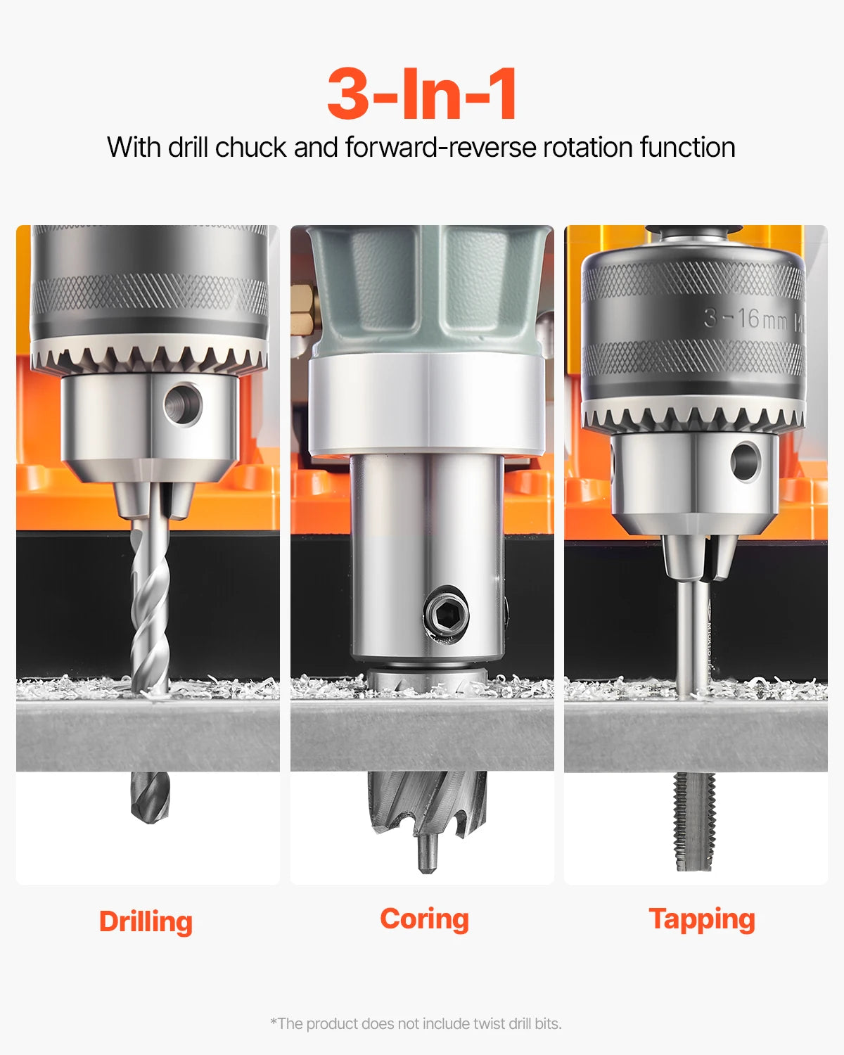 VEVOR Magnetic Drill 1450W Motor Boring Diameter 2810 lbf Portable Electric Mag Drill Press Variable Speed Drilling Machine