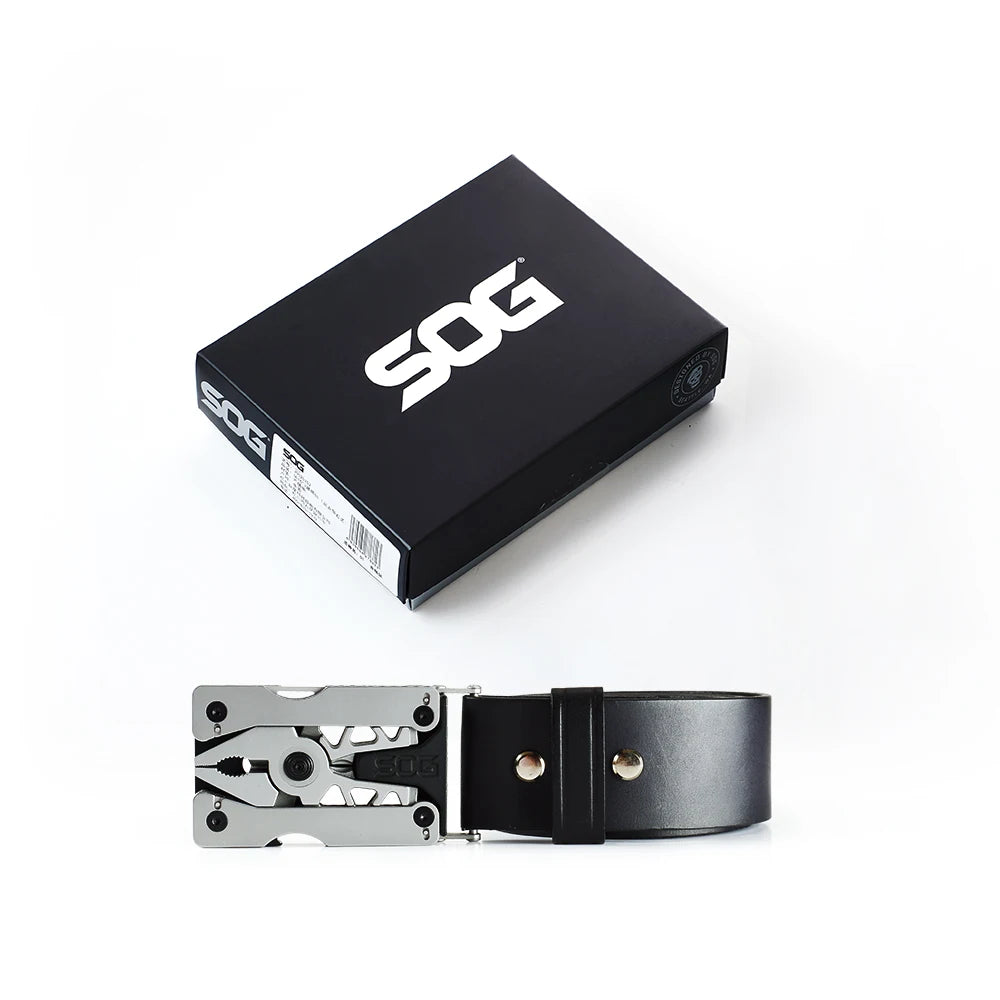 SOG Sync I & II Multitool Belt Buckle EDC Mini Multi Tool Gadgets for Men, Folding Pliers, Knife and 12 Survival Tools Kit Sets