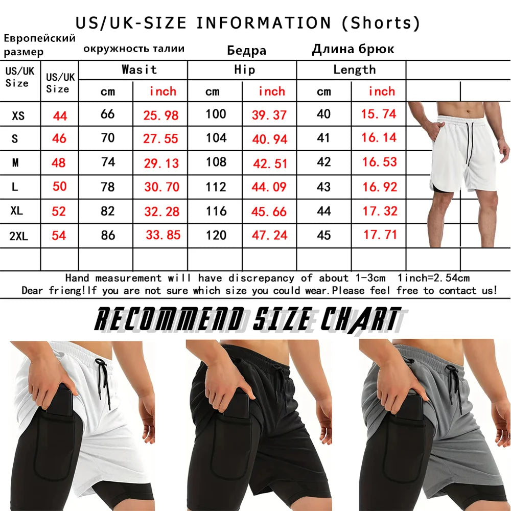 Goku Men Running Shorts 2 In 1 Double-Deck Sport Shorts Sportswear Gym Fitness Short Pant Training Jogging Bottom Men's Clothing