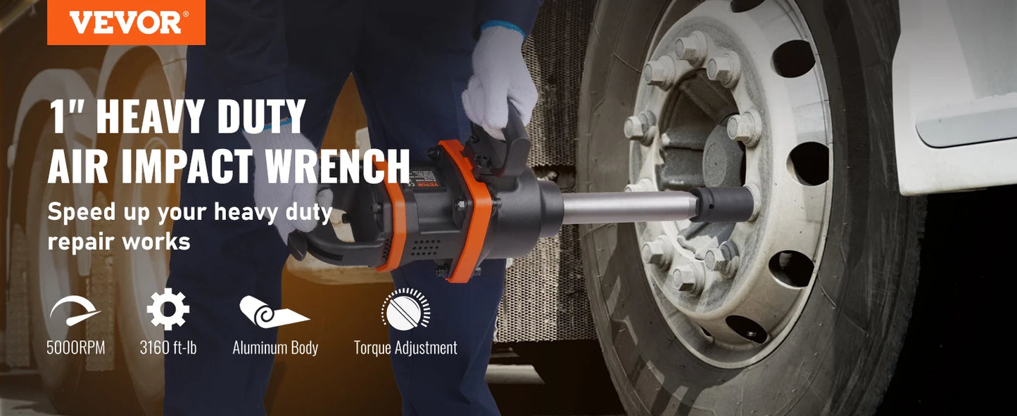 VEVOR 1 Inch Air Impact Wrench High Reverse Torque Outpu Pneumatic Impact Gun for Heavy Duty Repairs and Maintenance Car Tire