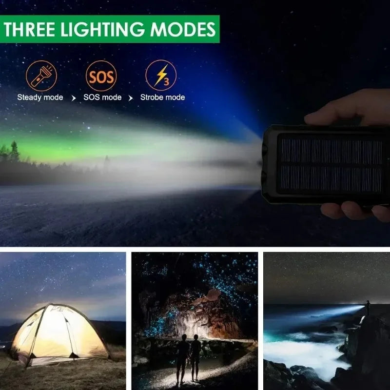 200000mAh Waterproof Outdoor Solar Power Bank Dual USB Travel Outdoor Solar Mobile Phone Charger Solar Powerbanks For Camping