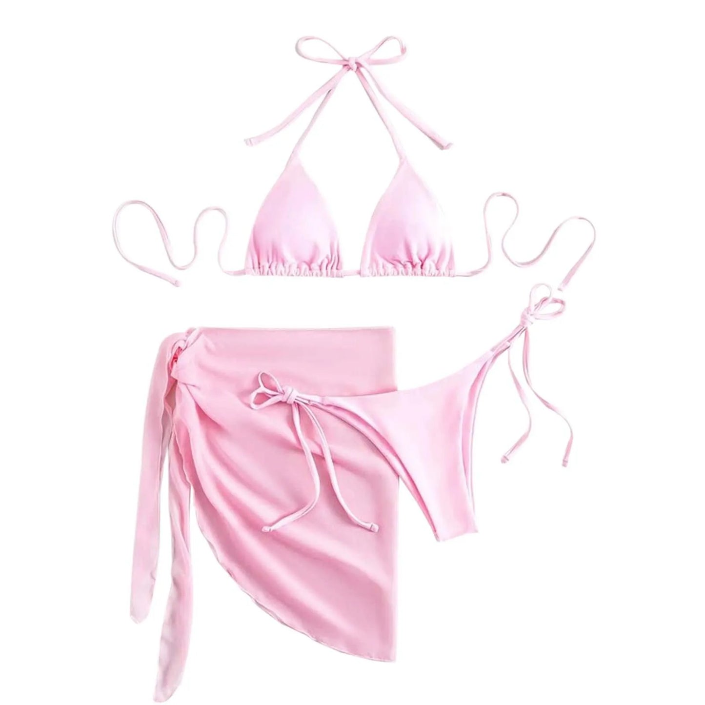 White Print Push Up Swimsuits Women Push Up Bikinis Set 3 Piece 2024 Mujer Swimwear Mesh Skirts Kontted Bathing Suit Beachwear