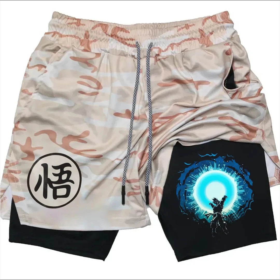 Summer Sporty Versatile Quick Dry Anime Print Men's Shorts Everyday Casual Personality Print Shorts 2024