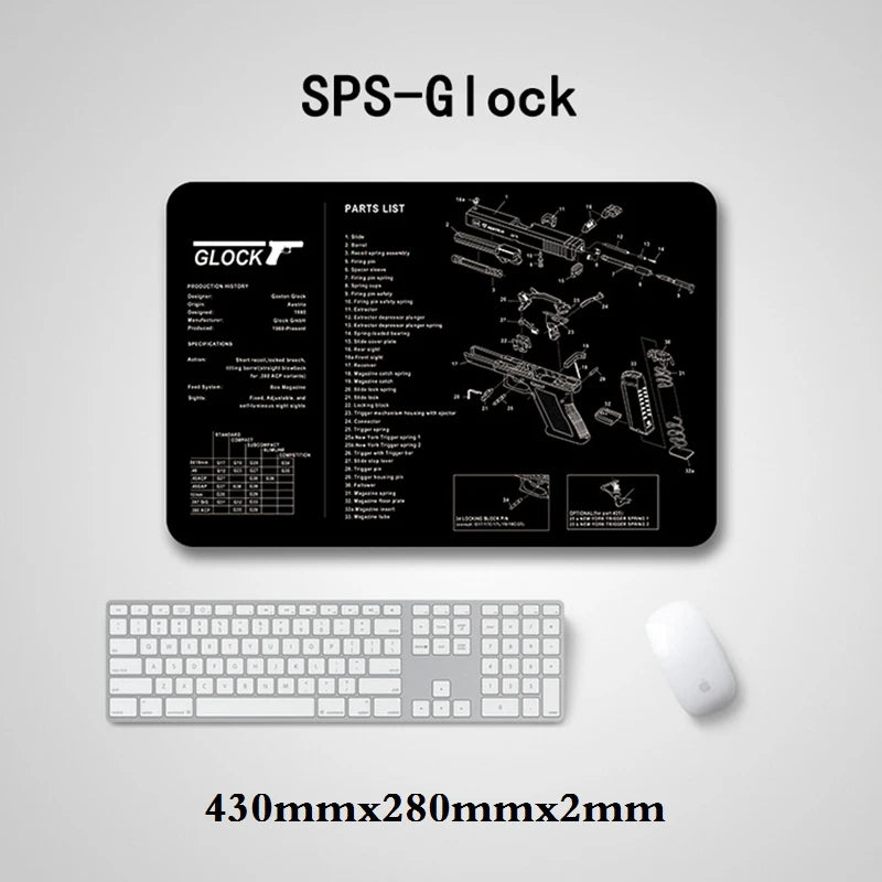 Gun Cleaning Mat Mouse Pad with Parts Diagram and Instructions Armorers Bench Mat Repair Build Tool for AR15 AK47 GL 1911
