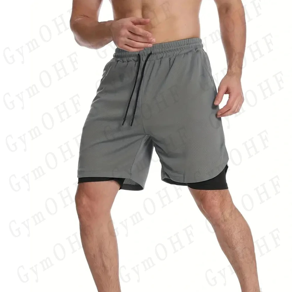 Goku Men Running Shorts 2 In 1 Double-Deck Sport Shorts Sportswear Gym Fitness Short Pant Training Jogging Bottom Men's Clothing