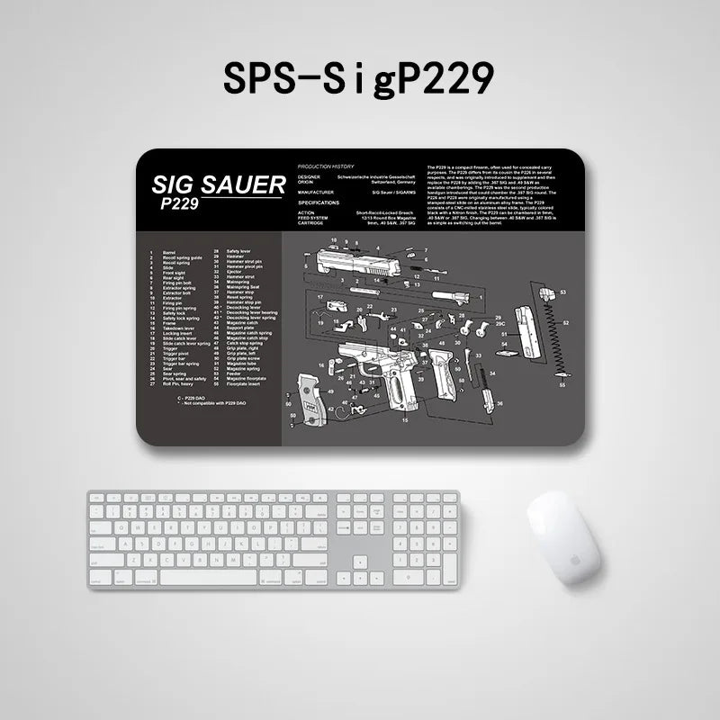 Gun Cleaning Mat Mouse Pad with Parts Diagram and Instructions Armorers Bench Mat Repair Build Tool for AR15 AK47 GL 1911