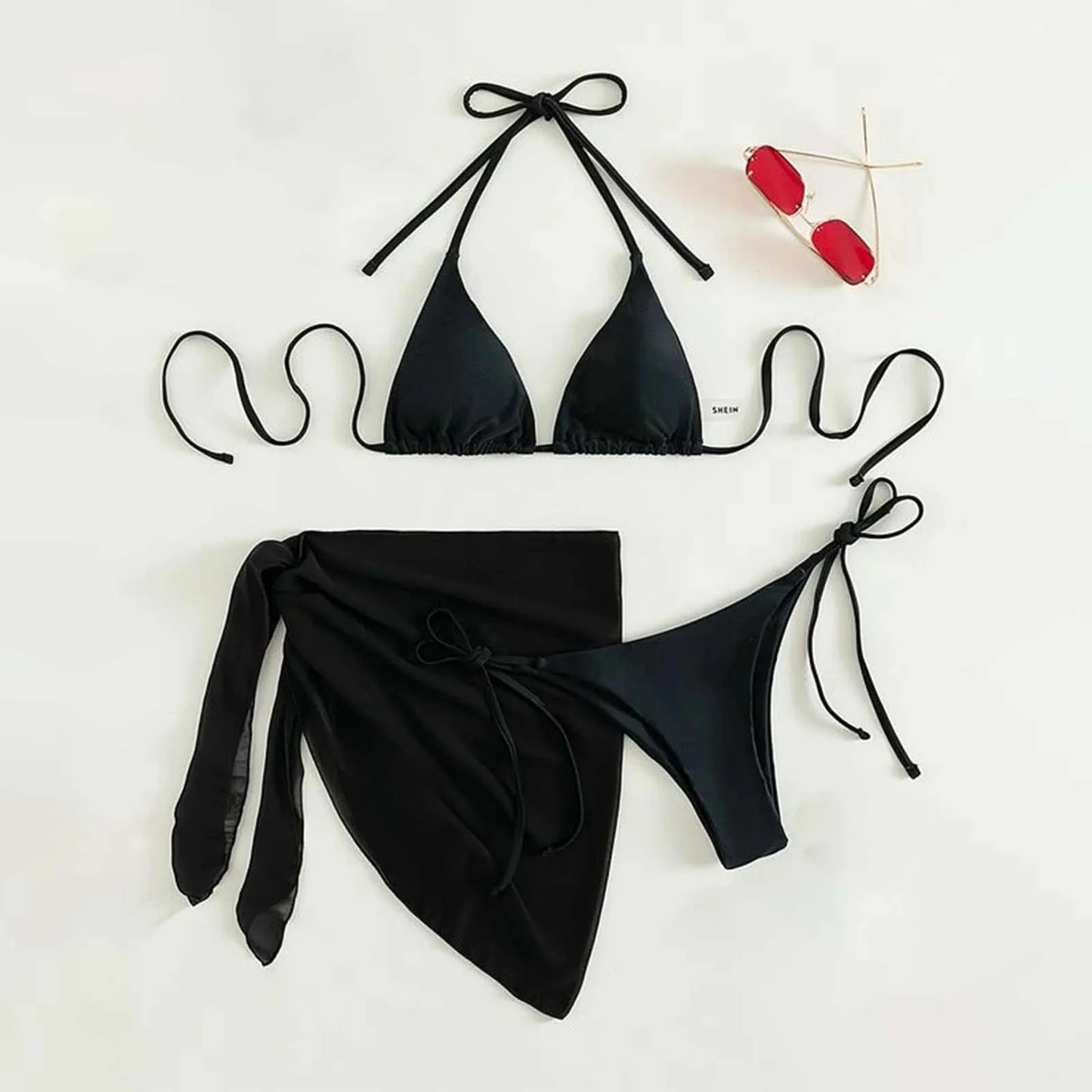 White Print Push Up Swimsuits Women Push Up Bikinis Set 3 Piece 2024 Mujer Swimwear Mesh Skirts Kontted Bathing Suit Beachwear