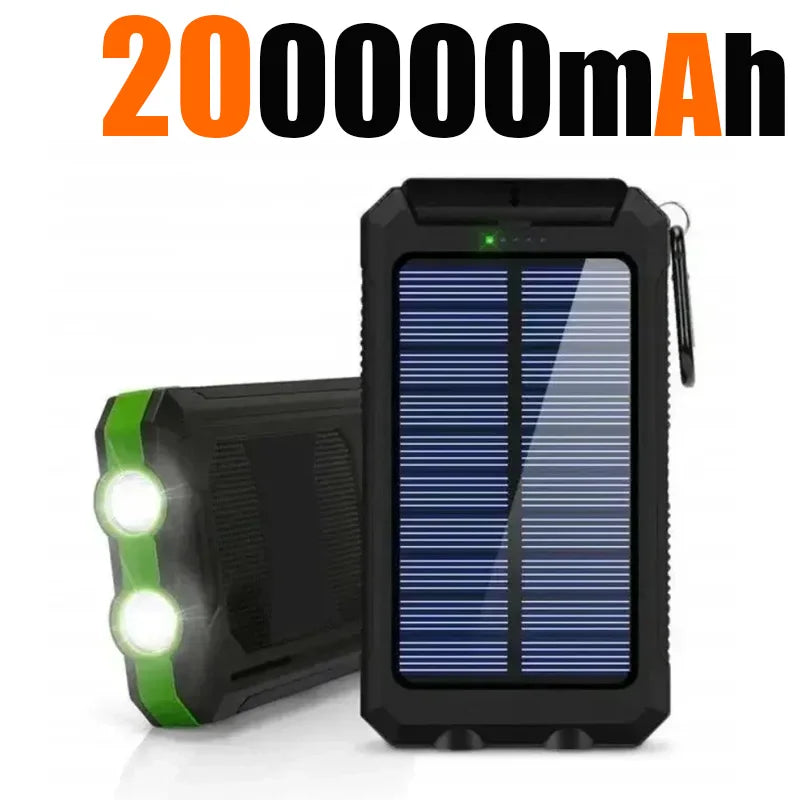 200000mAh Waterproof Outdoor Solar Power Bank Dual USB Travel Outdoor Solar Mobile Phone Charger Solar Powerbanks For Camping