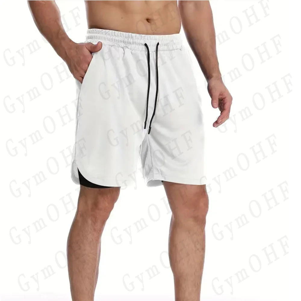 Goku Men Running Shorts 2 In 1 Double-Deck Sport Shorts Sportswear Gym Fitness Short Pant Training Jogging Bottom Men's Clothing