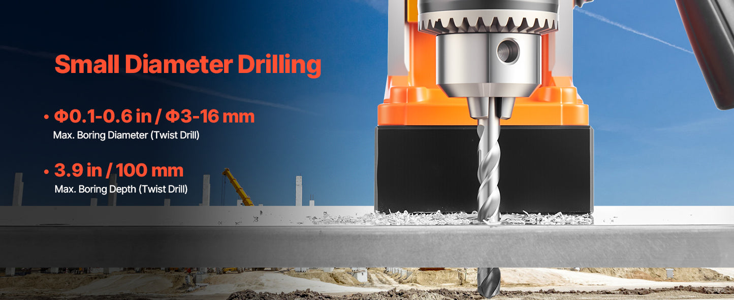 VEVOR Magnetic Drill 1450W Motor Boring Diameter 2810 lbf Portable Electric Mag Drill Press Variable Speed Drilling Machine