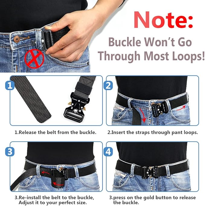 3 Pack Tactical Belt for EDC Battle Military Utility Combat Gear with Heavy-Duty Quick-Release Metal Buckle