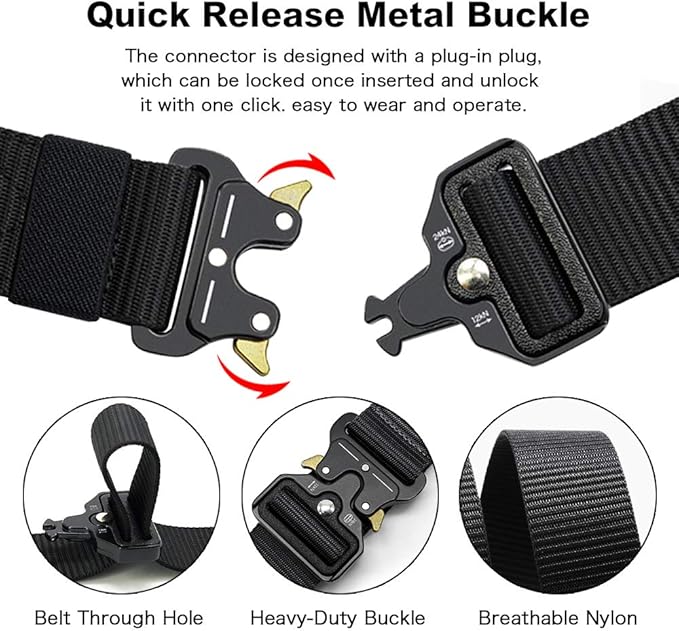 3 Pack Tactical Belt for EDC Battle Military Utility Combat Gear with Heavy-Duty Quick-Release Metal Buckle