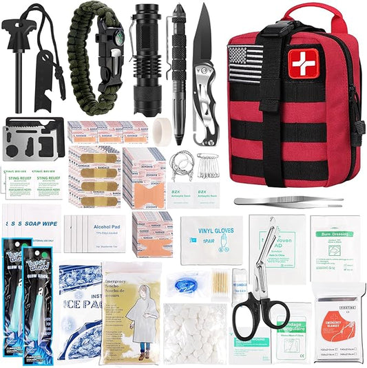 Survival First Aid Kit, Molle Medical Pouch 288PCS Outdoor Emergency Survival Gear and Equipment for Hiking Camping Hunting Car Boat Home Travel and Adventures