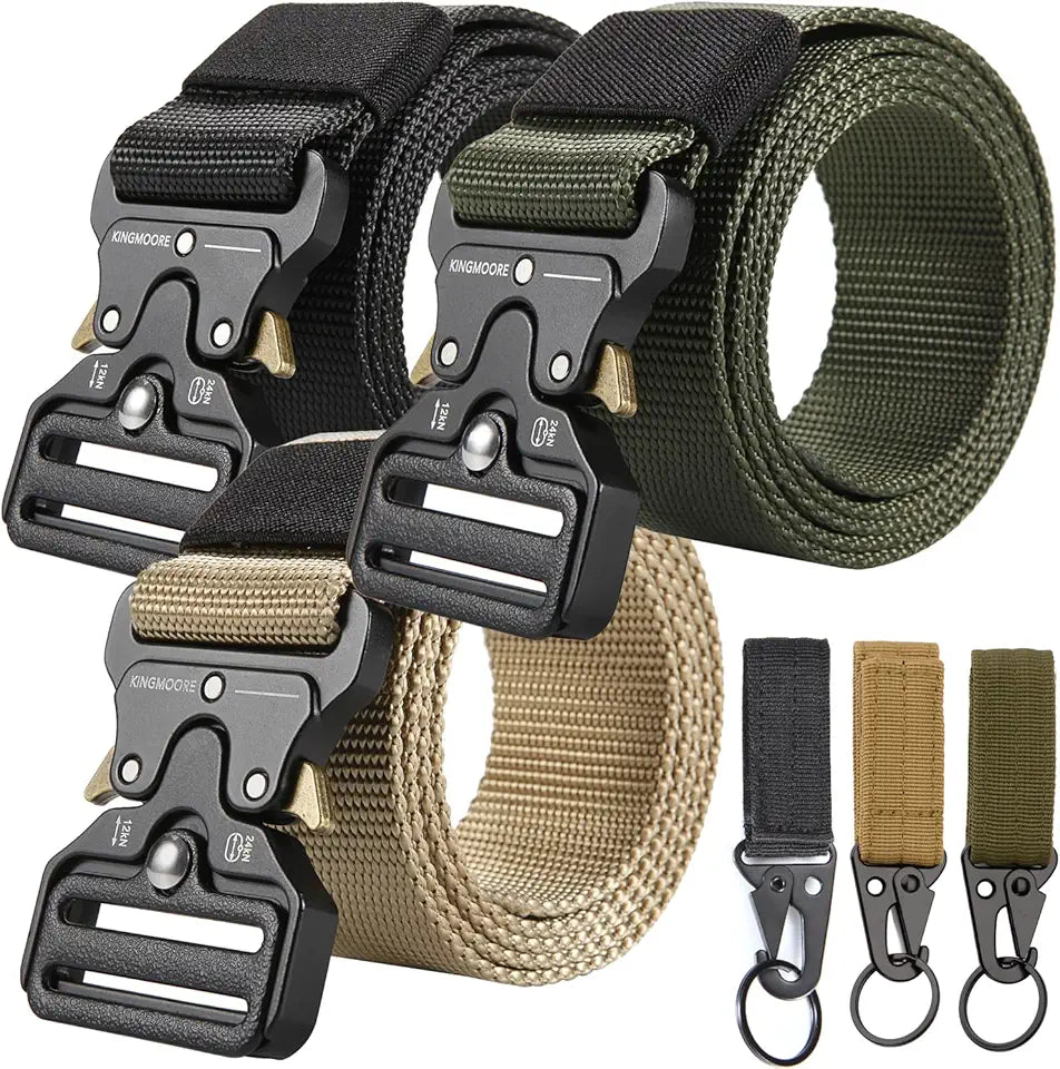 3 Pack Tactical Belt for EDC Battle Military Utility Combat Gear with Heavy-Duty Quick-Release Metal Buckle
