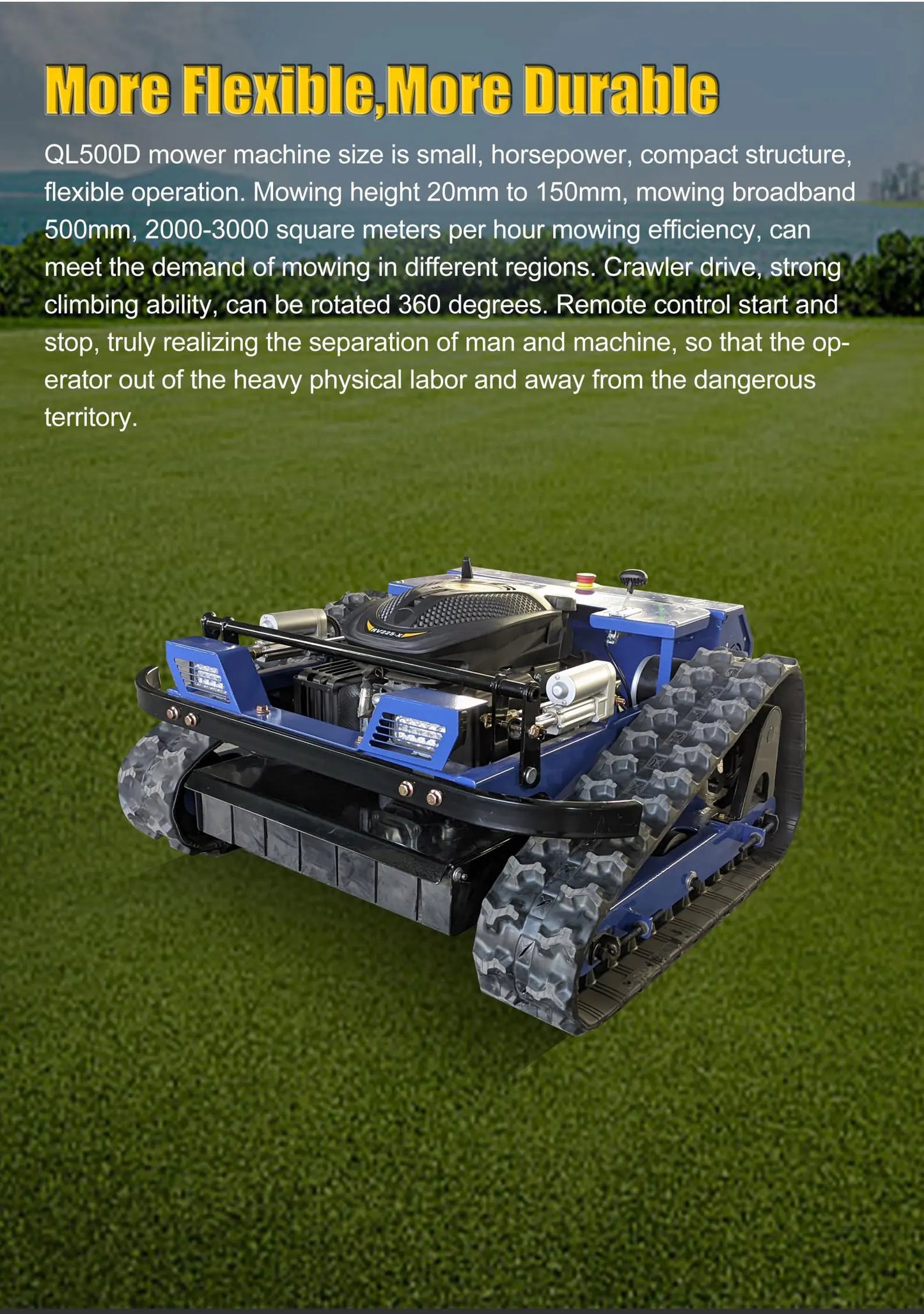 Customized remote control self-propelled four wheel drive crawler lawn mower for orchard home garden mowing
