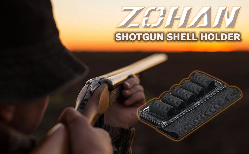 ZOHAN 5 Rounds Shotgun Shell Holder On Stock Cartridge Holder Buttstock Ammo Pouch for 12 20 Gauge Hunting Gun Accessory