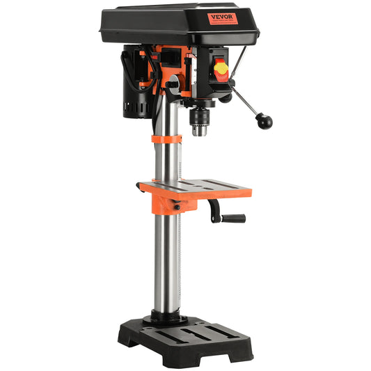 VEVOR Tabletop Drill Press 3.2 Amp 120V 5-Speed Settings 10'' Swing, Comes with Laser Pointer & Illumination Light for Wood Work