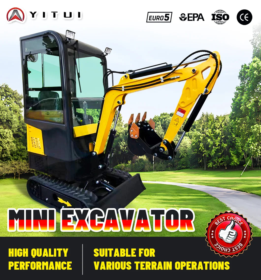 Factory Direct Sales 1.2 Ton Mini Crawler Excavator EPA EURO5 Engine Hydraulic Excavator Agricultural Excavator Customized Sale