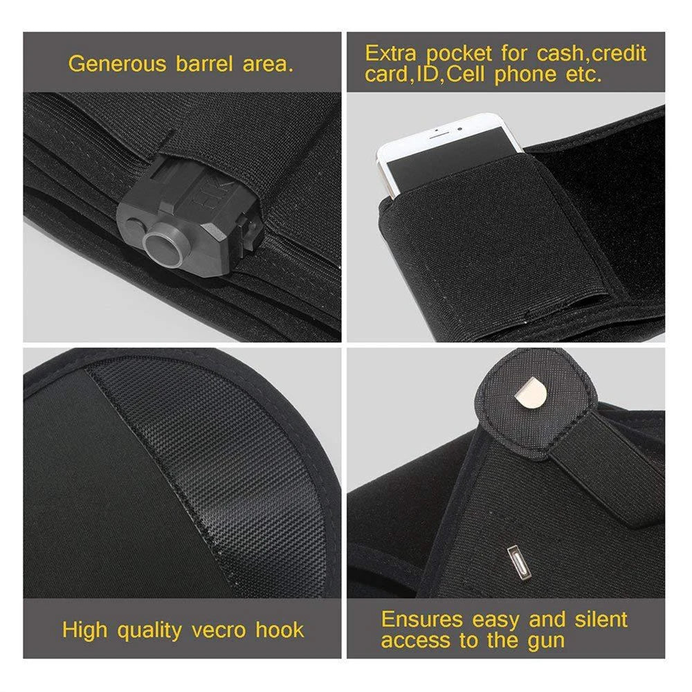 Belly Gun Holster Belt Concealed Carry Waist Band Pistol Holder Magazine Bag Invisible Waistband Holster