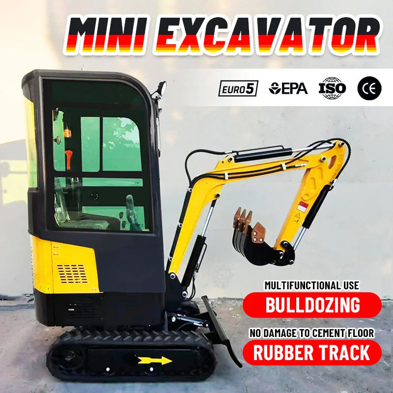 Factory Direct Sales 1.2 Ton Mini Crawler Excavator EPA EURO5 Engine Hydraulic Excavator Agricultural Excavator Customized Sale