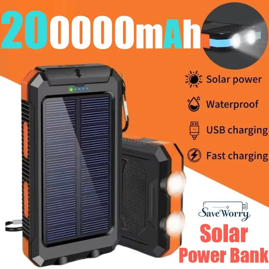 200000mAh Waterproof Outdoor Solar Power Bank Dual USB Travel Outdoor Solar Mobile Phone Charger Solar Powerbanks For Camping