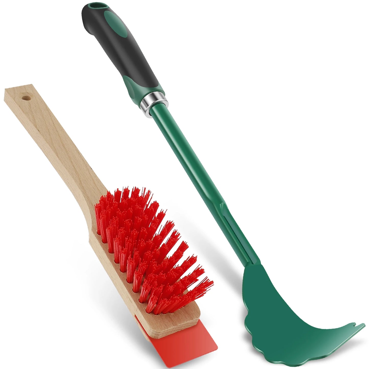 Mower Deck Scraper Deck Cleaner Tool with Stiff Bristle Brush Lawn Mower Longhandle Maintenance Scraper Cleaning Tool for Garden