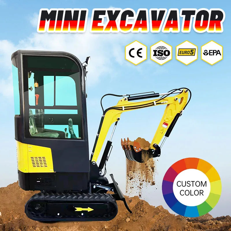 Factory Direct Sales 1.2 Ton Mini Crawler Excavator EPA EURO5 Engine Hydraulic Excavator Agricultural Excavator Customized Sale