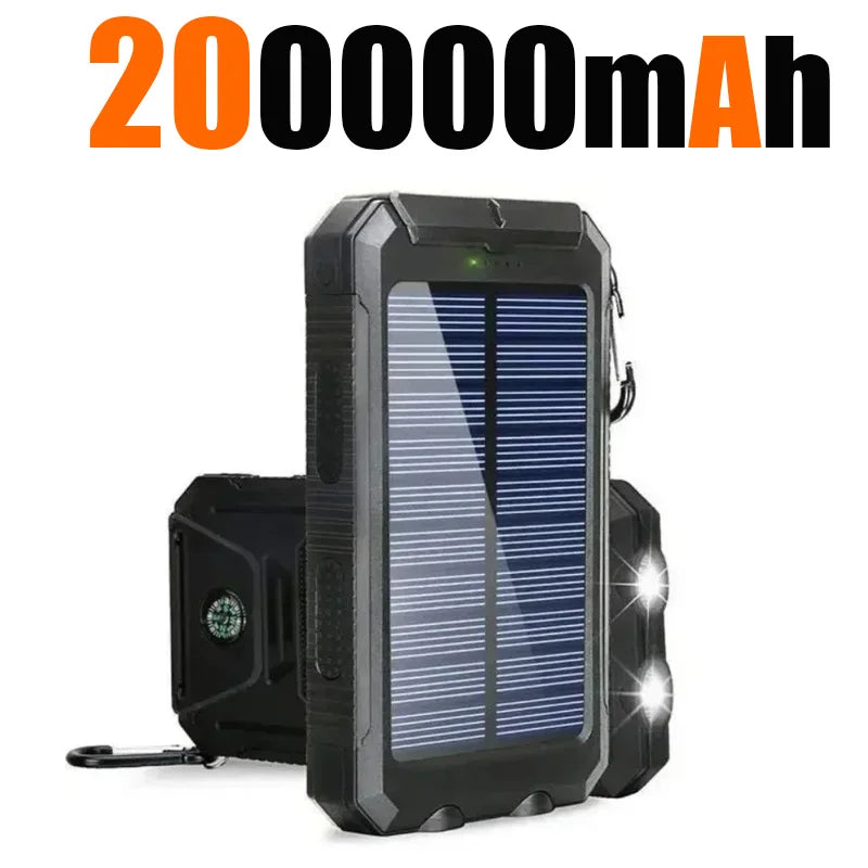 200000mAh Waterproof Outdoor Solar Power Bank Dual USB Travel Outdoor Solar Mobile Phone Charger Solar Powerbanks For Camping
