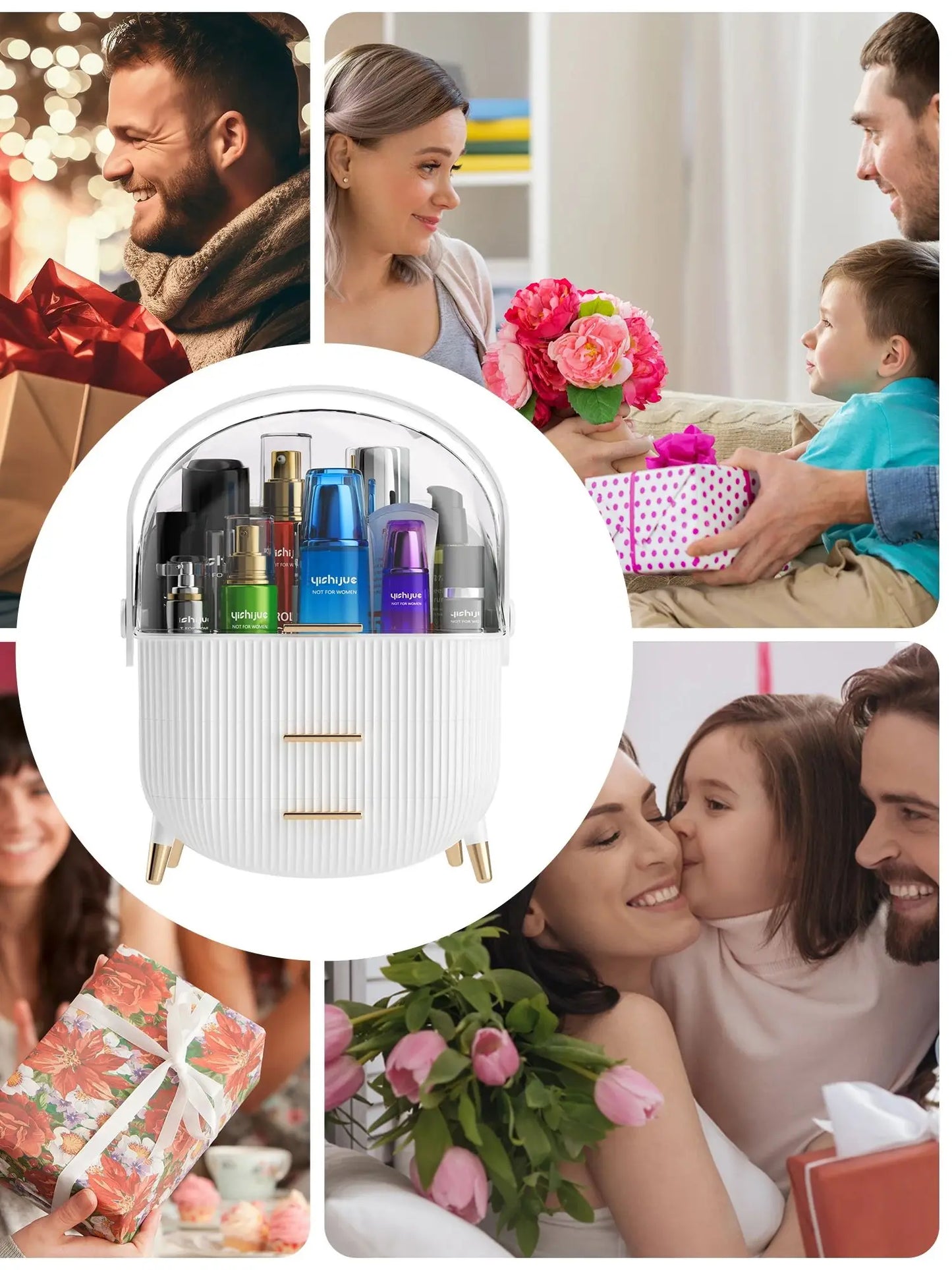 Compact Makeup Organizer - Spacious Storage for Eyeshadow, Skincare & More - Perfect for Bedrooms, Dorms, and Travel - Keeps Cos