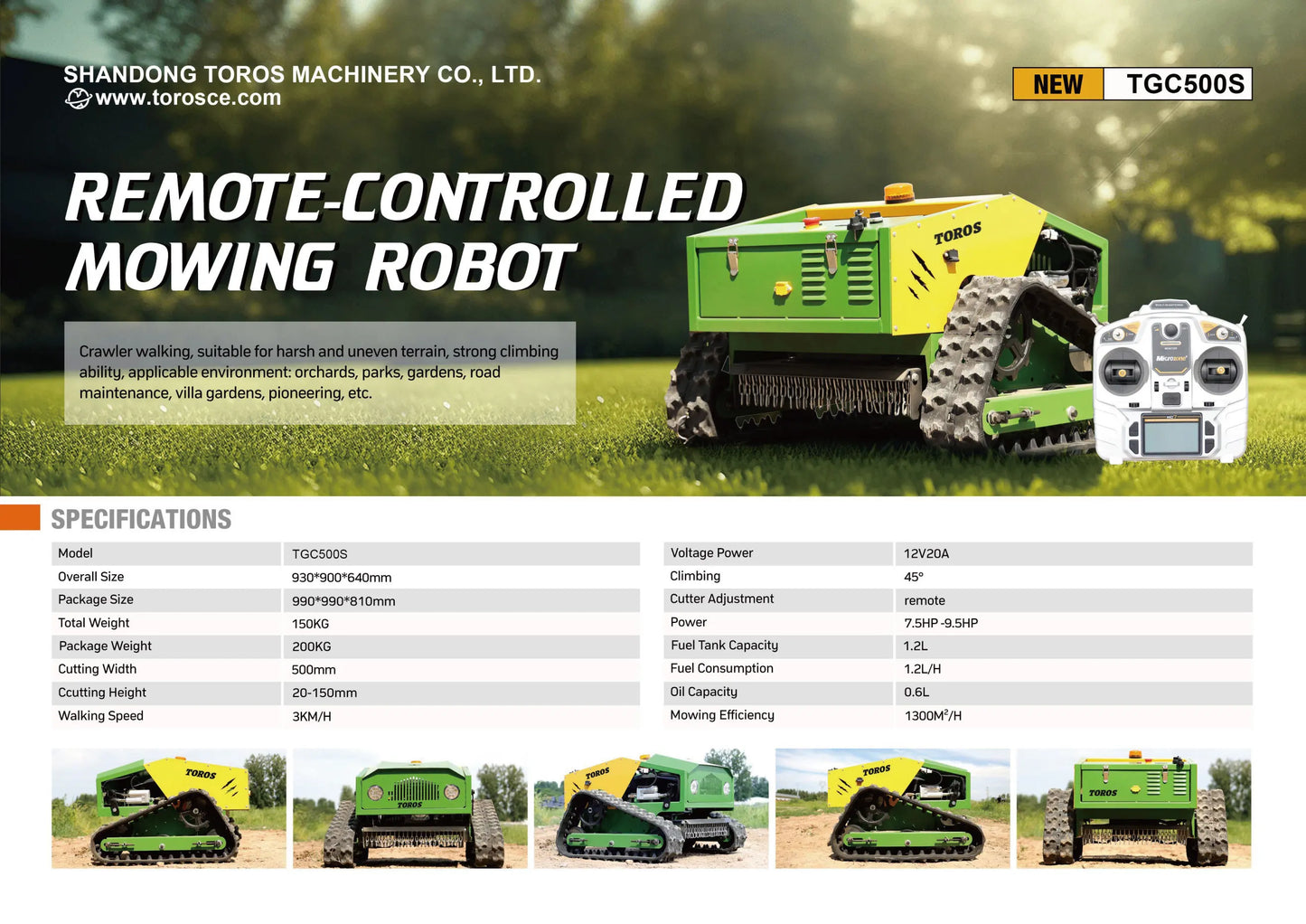 Grassland Green Trimming Lawn Mower CE EPA Mower Remote Customized Tracked Mulcher Multifunction Made in China