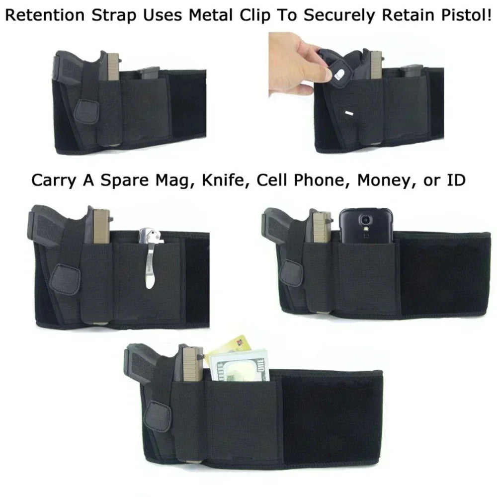 Belly Gun Holster Belt Concealed Carry Waist Band Pistol Holder Magazine Bag Invisible Waistband Holster
