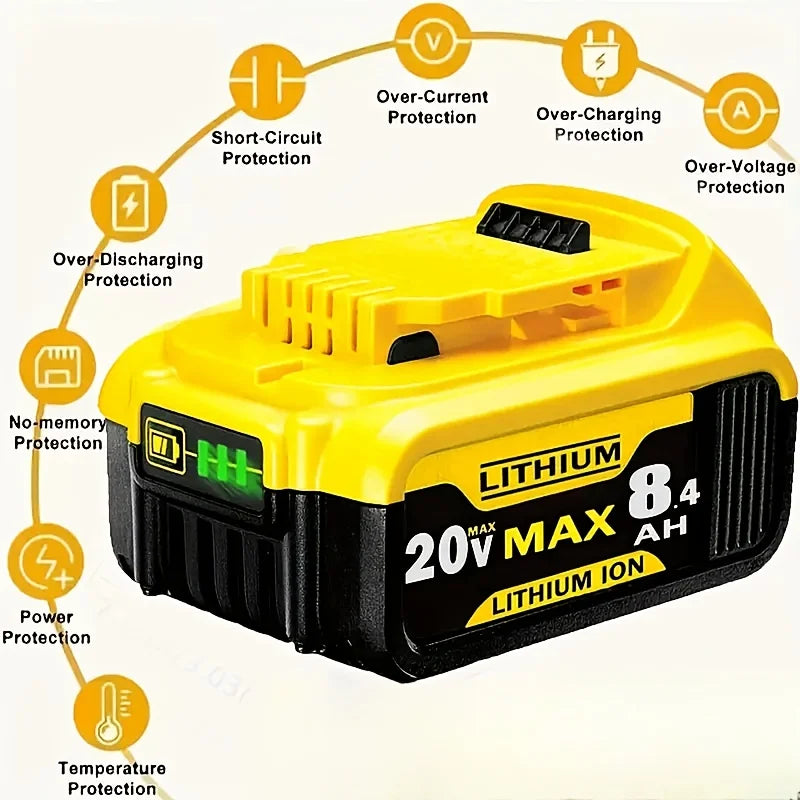 Replace DeWei 20V 8.4Ah DCB205 Hand Drill Electric Tool 18650 Lithium Battery Power Battery DCB206-2 DCB205-2 DCB205