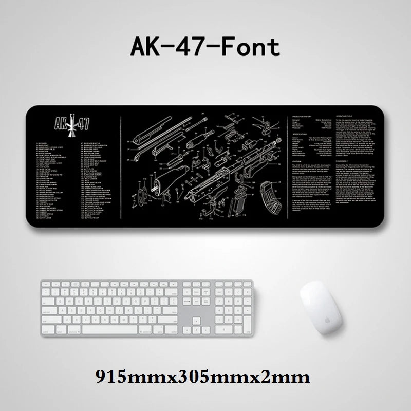 Gun Cleaning Mat Mouse Pad with Parts Diagram and Instructions Armorers Bench Mat Repair Build Tool for AR15 AK47 GL 1911