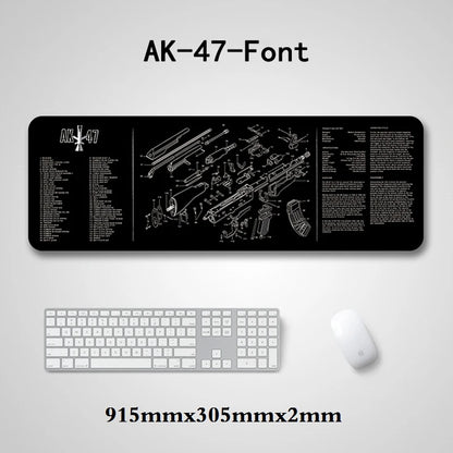 Gun Cleaning Mat Mouse Pad with Parts Diagram and Instructions Armorers Bench Mat Repair Build Tool for AR15 AK47 GL 1911